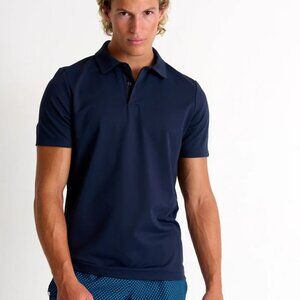 NWT SHAN Actuel Textured Jersey Polo Navy Size Medium